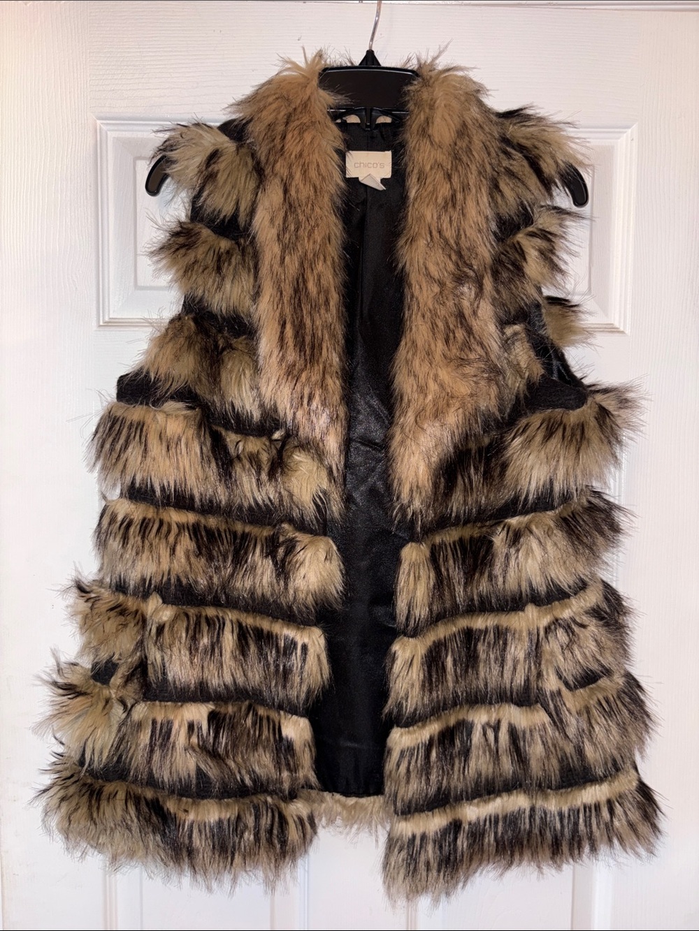 Chico's Faux Fur Layered Vest in Brown and Black